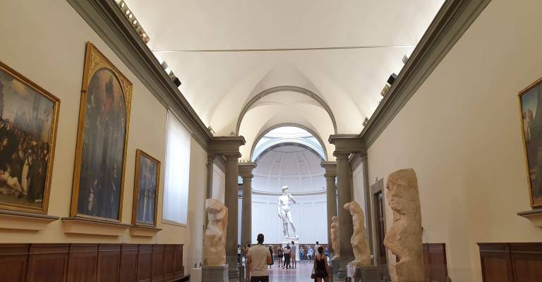 Close-up of Michelangelo’s David during a private Accademia Gallery tour in Florence with an expert art historian.