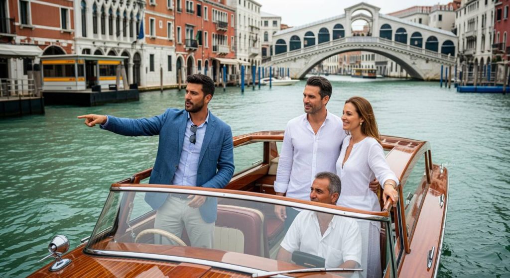 Private Grand Canal boat tour with guide showcasing Venice’s historic palazzos and bridges