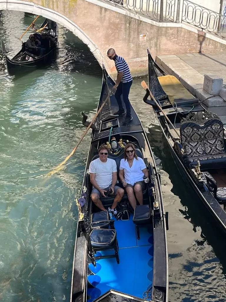 Couple enjoying a private culinary and wine experience in Venice and Tuscany during a luxury tailored Italy journey, May 2025 with Nancy Aiello Tours.