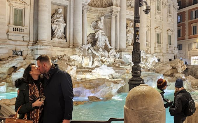 Couple enjoying a private luxury honeymoon experience in Venice, Tuscany, and Rome planned by Nancy Aiello Tours.
